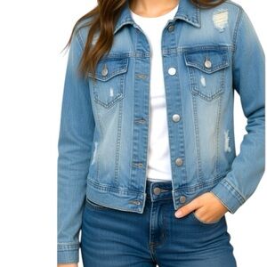 U2B Light Wash Distressed Denim Jacket - Light Blue